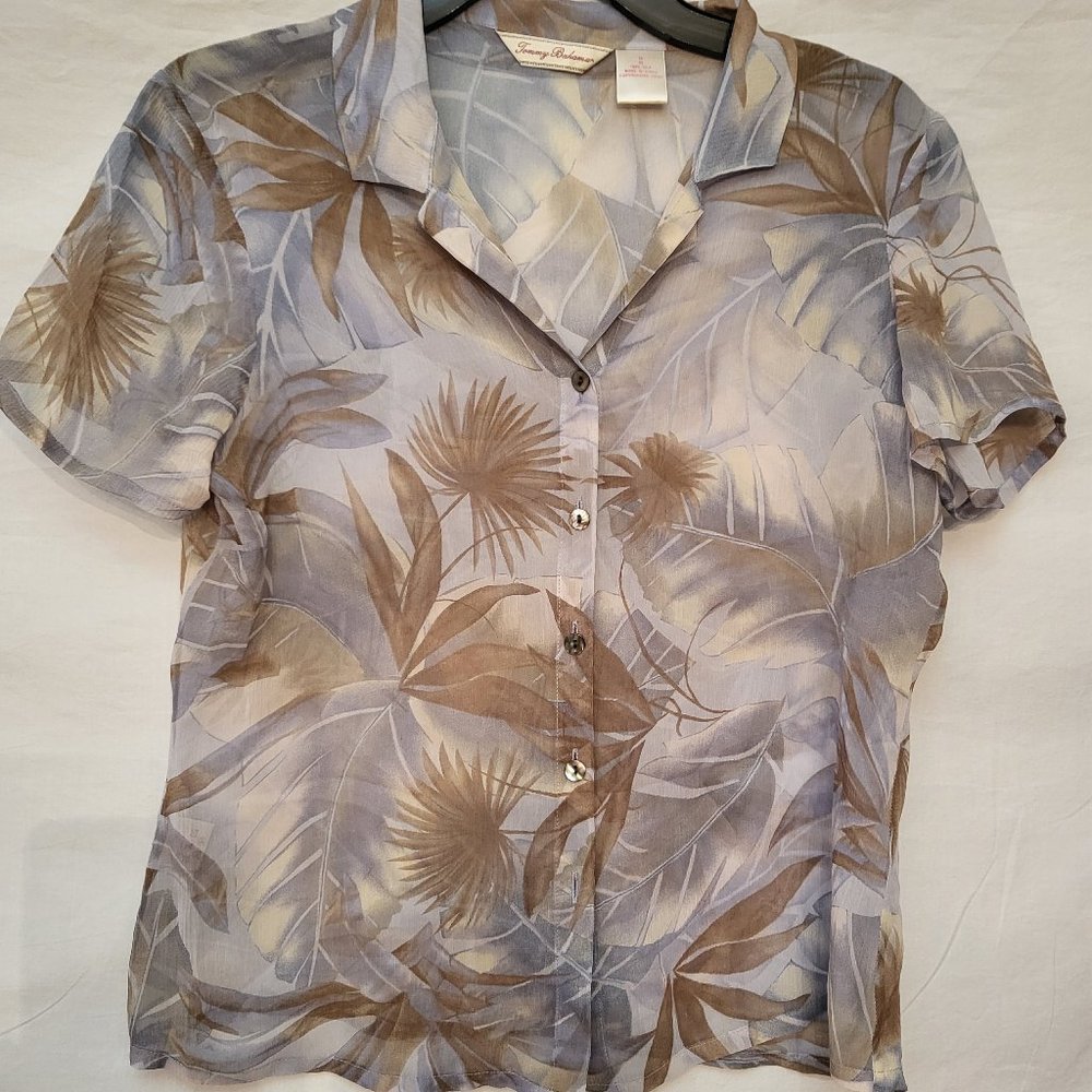 Tommy Bahama Sheer Silk Tropical Print Blouse XS